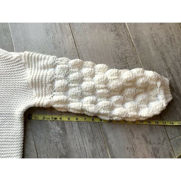 FEMME BY DESIGN White Mock Neck Bubble Sleeve Knit Sweater NEW Nordstrom S - Picture 6 of 8